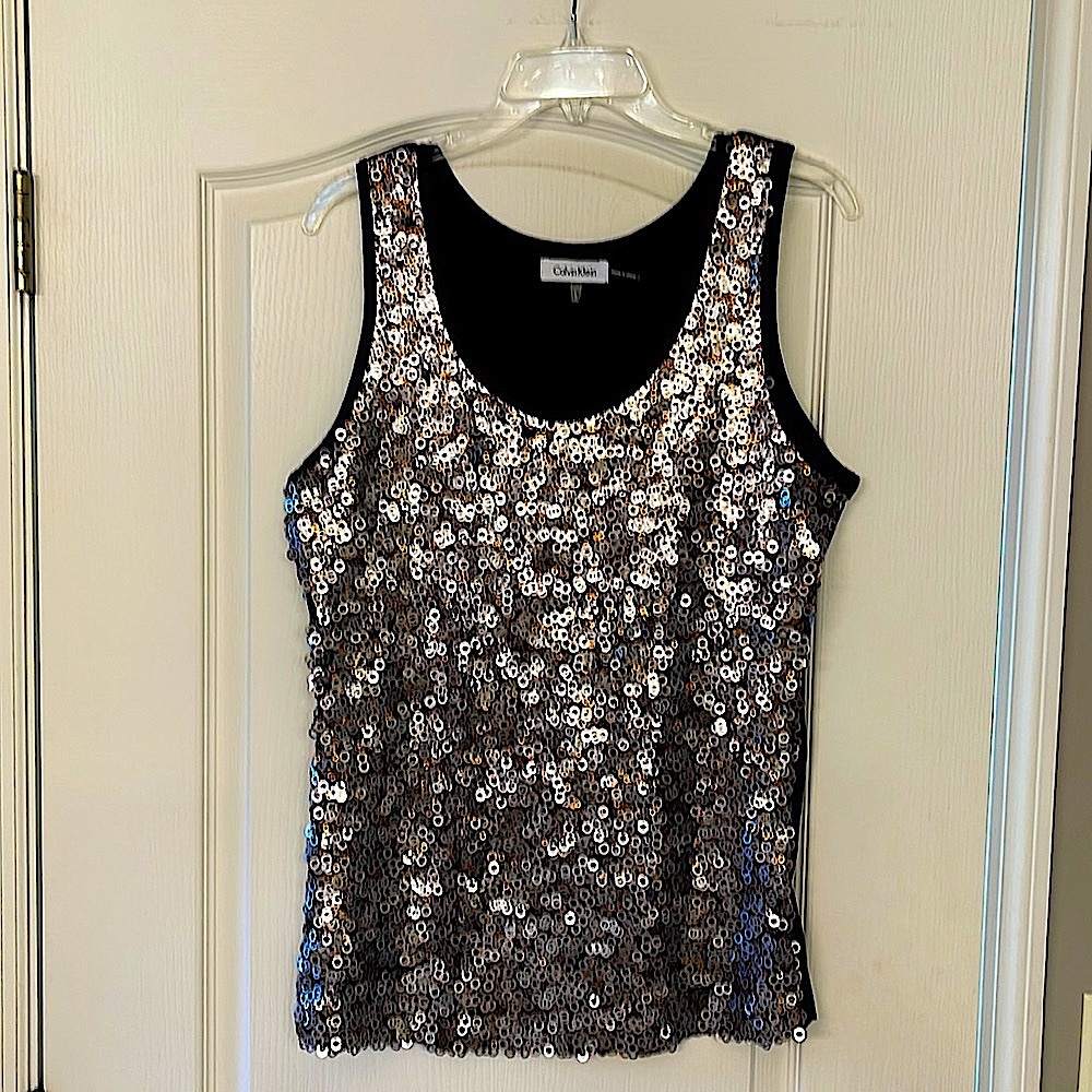 Calvin Klein sequin tank - L